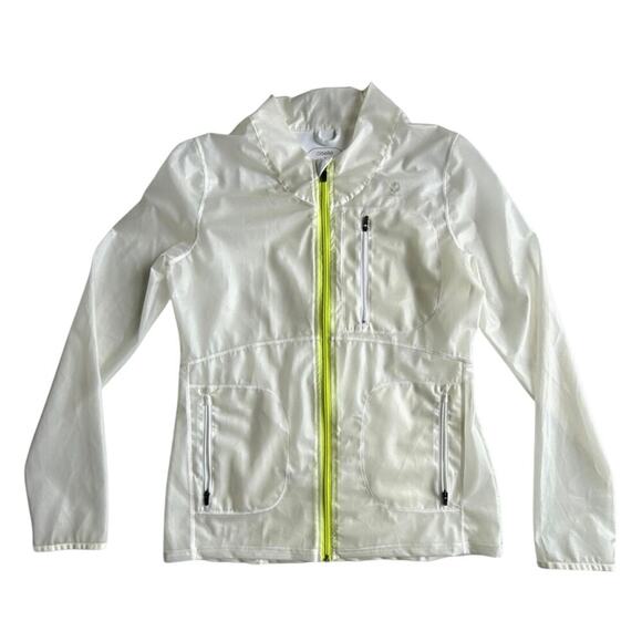 Oiselle Women's Lightweight Running Jacket Size S Sheer White with Neon Zipper - Picture 1 of 8